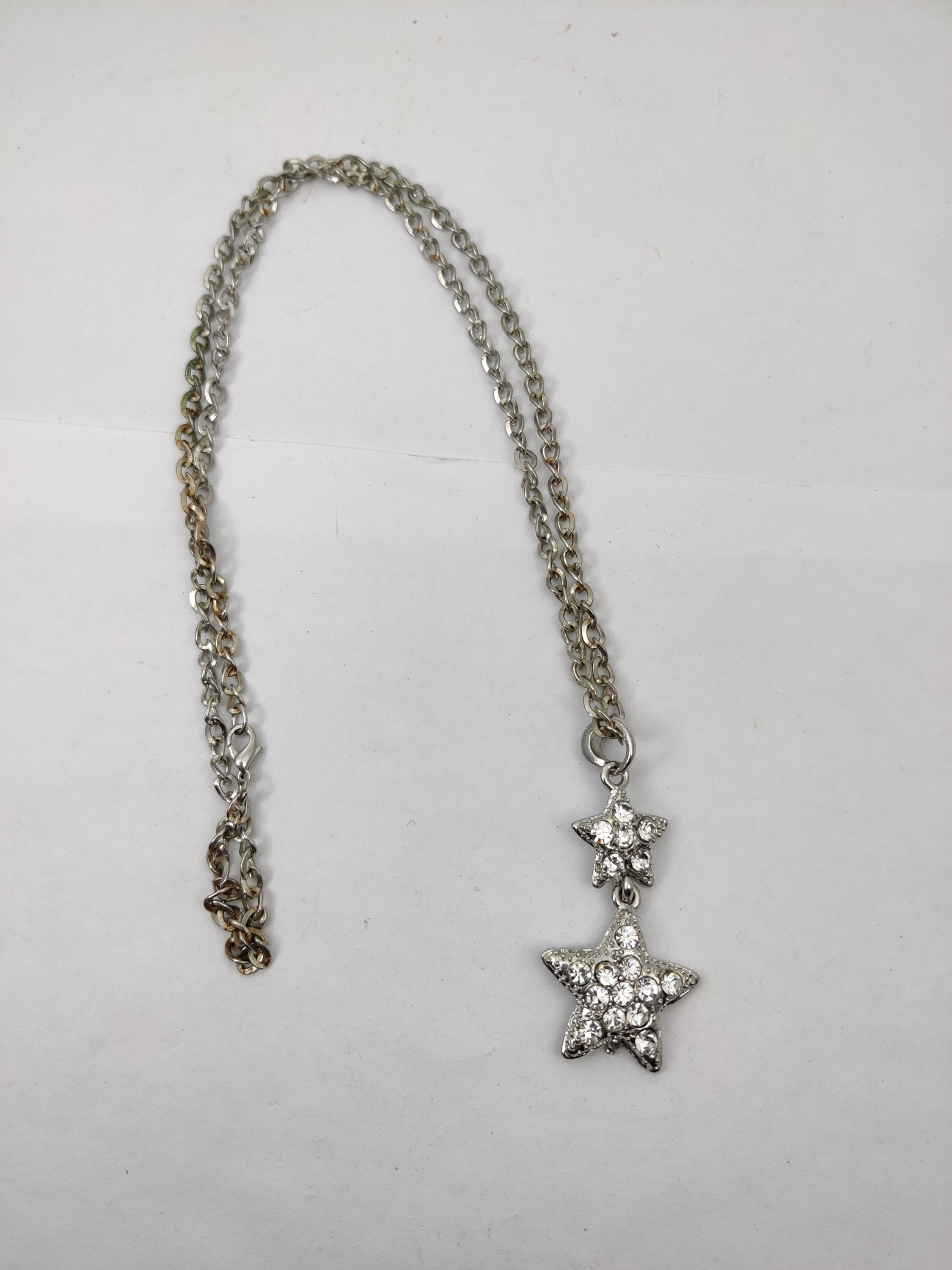 Collier Sautoir Vintage Maille Serpent Avec Boules Argenté - Longueur 105 Cm