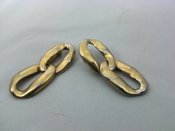 signed YVES SAINT LAURENT clip earrings in gold a… - image 2