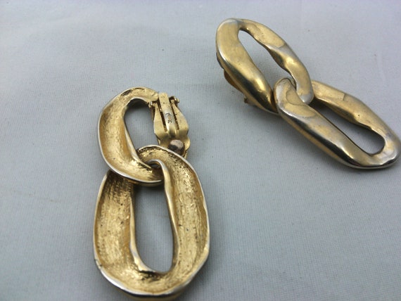 signed YVES SAINT LAURENT clip earrings in gold a… - image 3