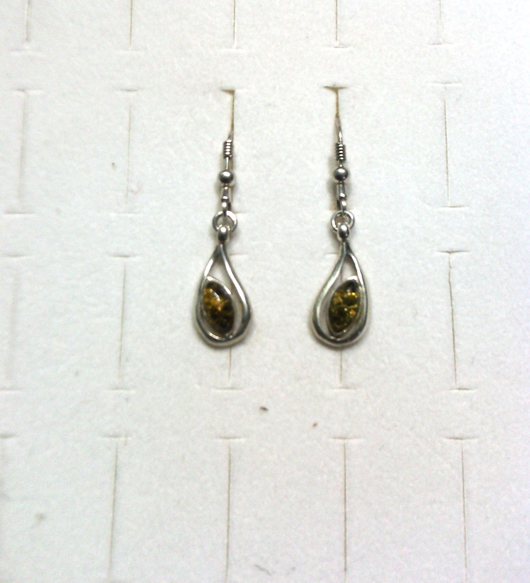 Puces D'oreilles Anciennes Ambre Sur Argent Massif 925 - Fermoir Clips
