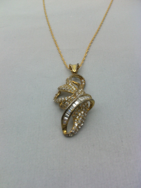 vintage zircon drapery necklace on vermeil - image 1
