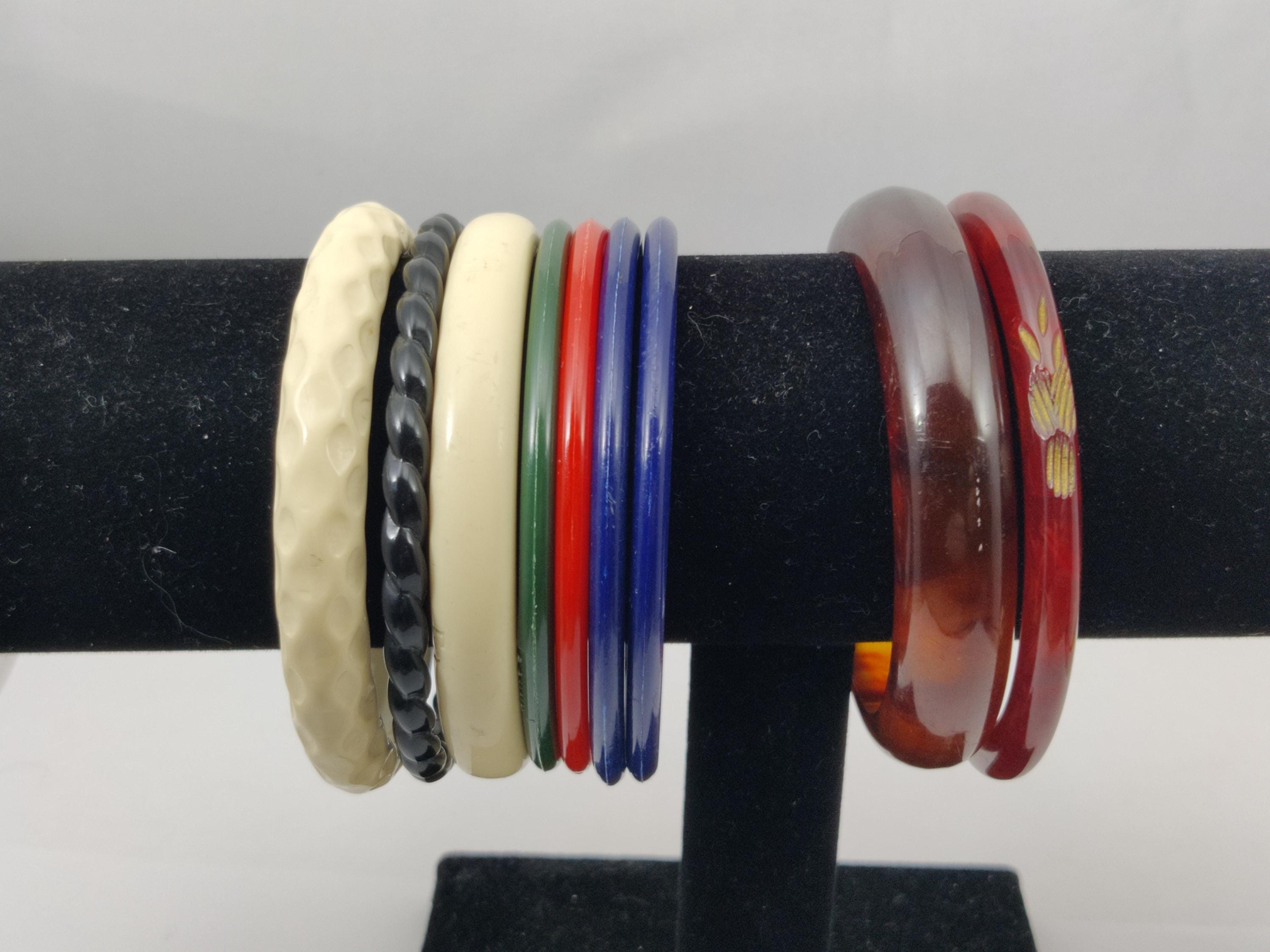 Bracelet Vintage En Bakélite Couleur Ambre - Années 1970, Occasion