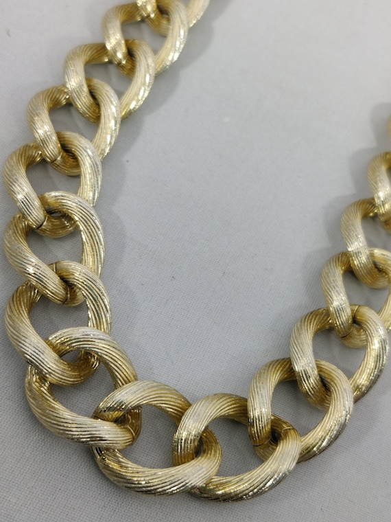 Signed Vintage Kenneth Lane Gold/Black Enamel Link Necklace