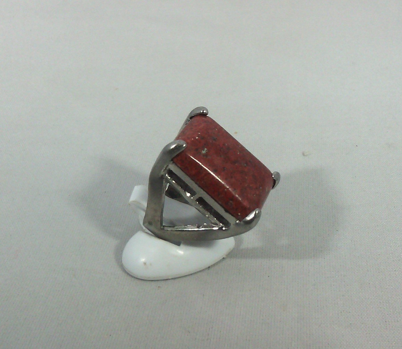 vintage orange aventurine silver metal ring