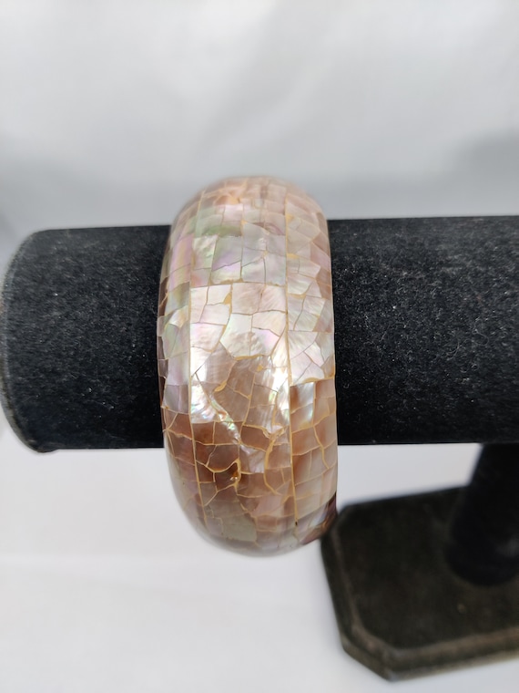久遠 × MAISON SPECIAL bracelet Vintage Closed Bangle Bracelet in Mother-of-pearl Mosaic - Etsy