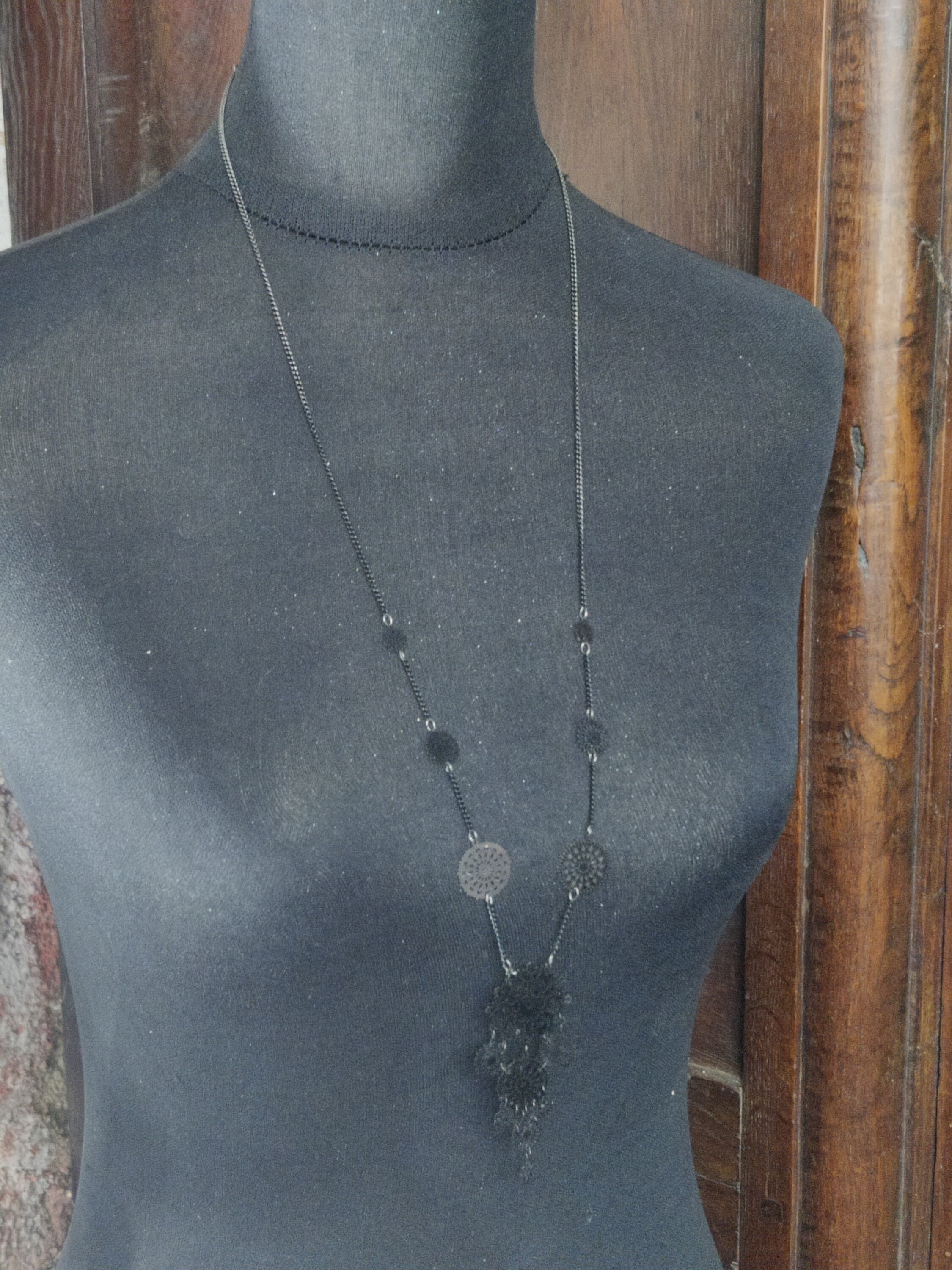 黒い色の長いヴィンテージネックレスネックレス - Etsy 日本