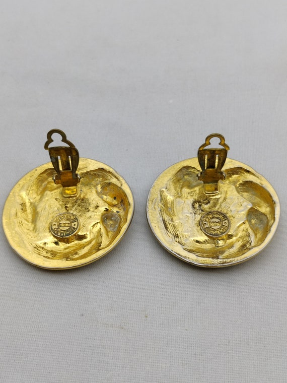 Boucles D'oreilles Pendantes à Clip En Métal Doré Signées EDOUARD RAMBAUD - Occasion état D'usage