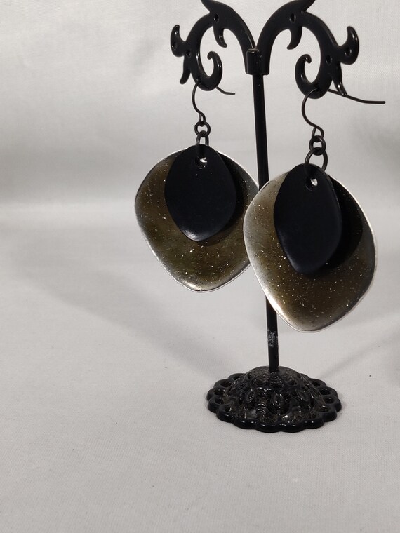 Boucles d'oreilles créoles noires - Collection Bagheera - Bijoux
