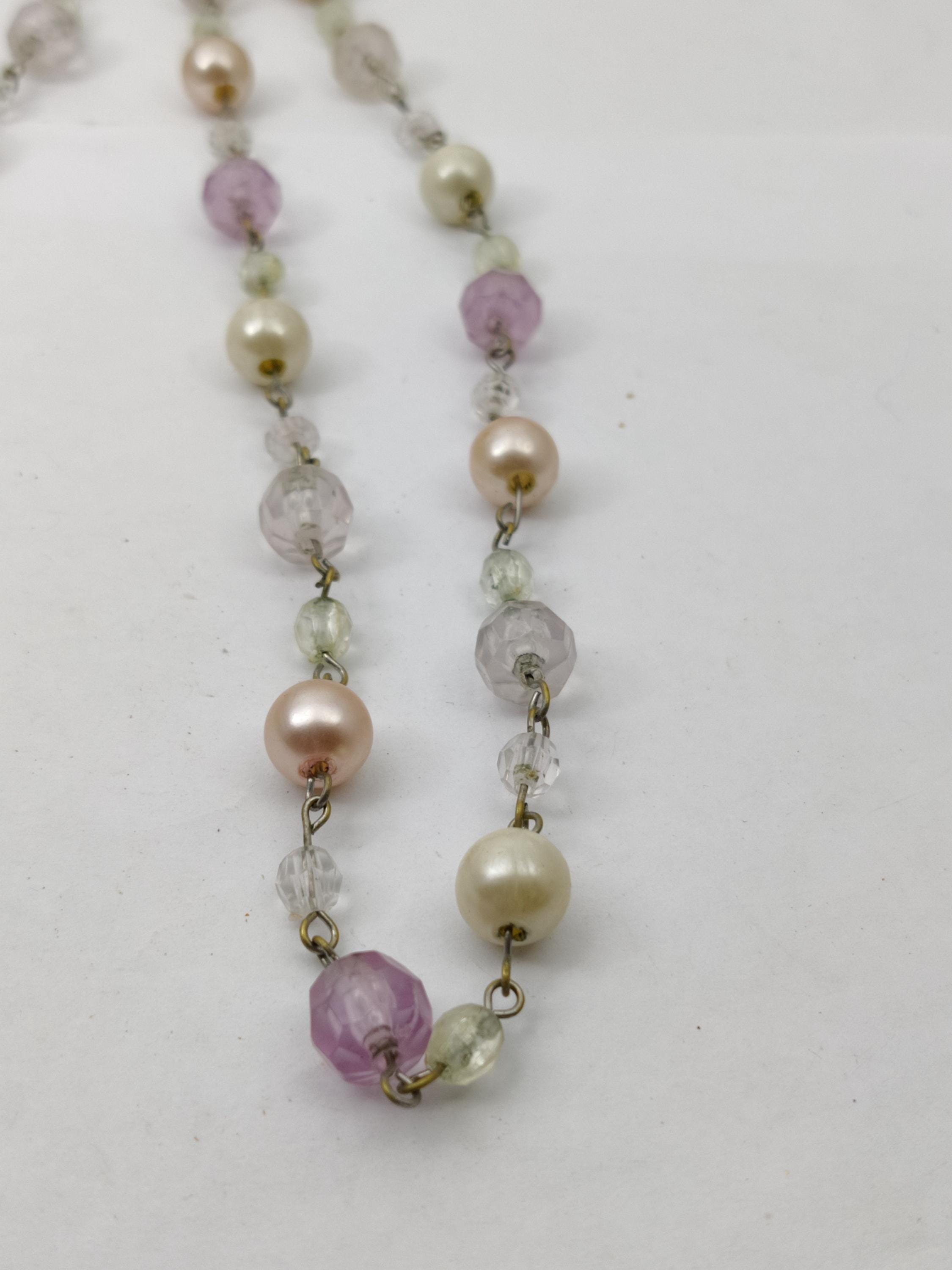 Collier Sautoir Vintage Perles Violine - 140 Cm - Ancien, Bon état Général