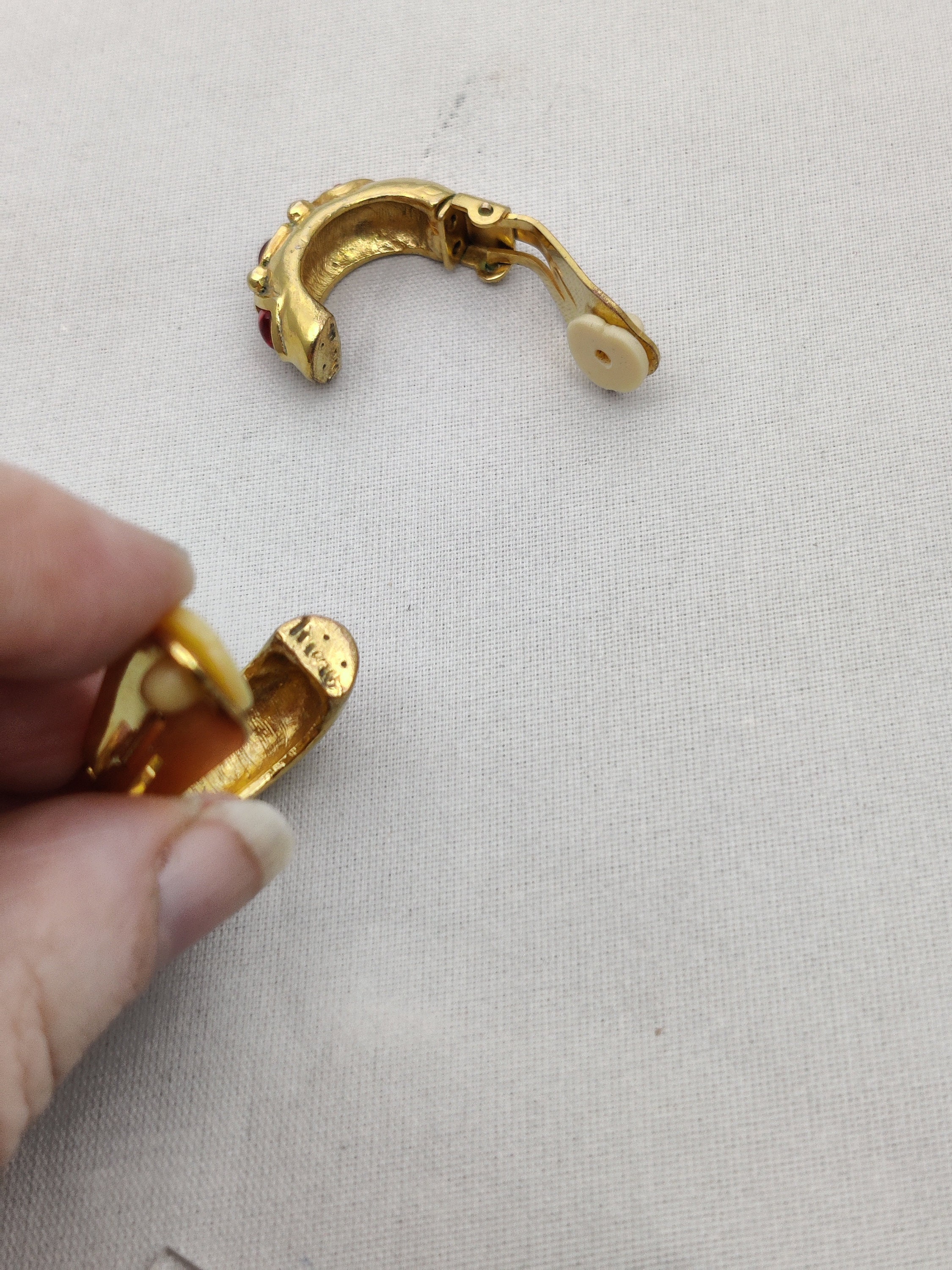 Boucles D'oreilles Vintage Signées Micris Paris - Clip Avec Strass, Occasion