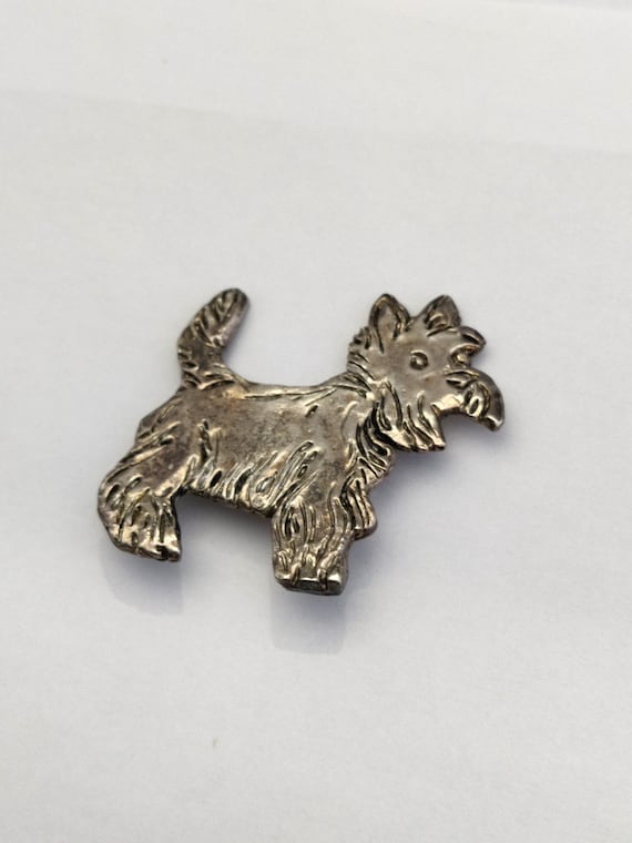 Broche Chien Scottish Terrier - Signée Jacky De G Paris - Métal Argenté Occasion