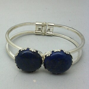 Bracelet Manchette Articulé Bohème - Cabochons Rouges & Bleus - Longueur Réglable 19-20 Cm