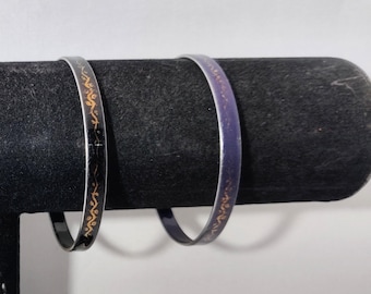 LAURANA signed decorated enamel bangle bracelet