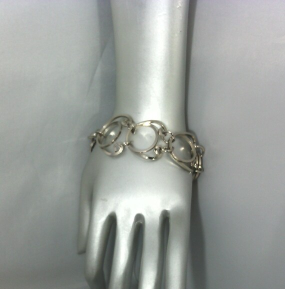 Bracelet de femme ancien vintage Art déco acier argenté mailles extensibles - Montres & Bijoux