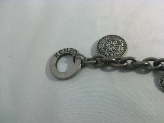 Signed KENZO Vintage Bracelet in Gray Silver Metal With Signed KENZO Vintage Bracelet in Gray Silver Metal With