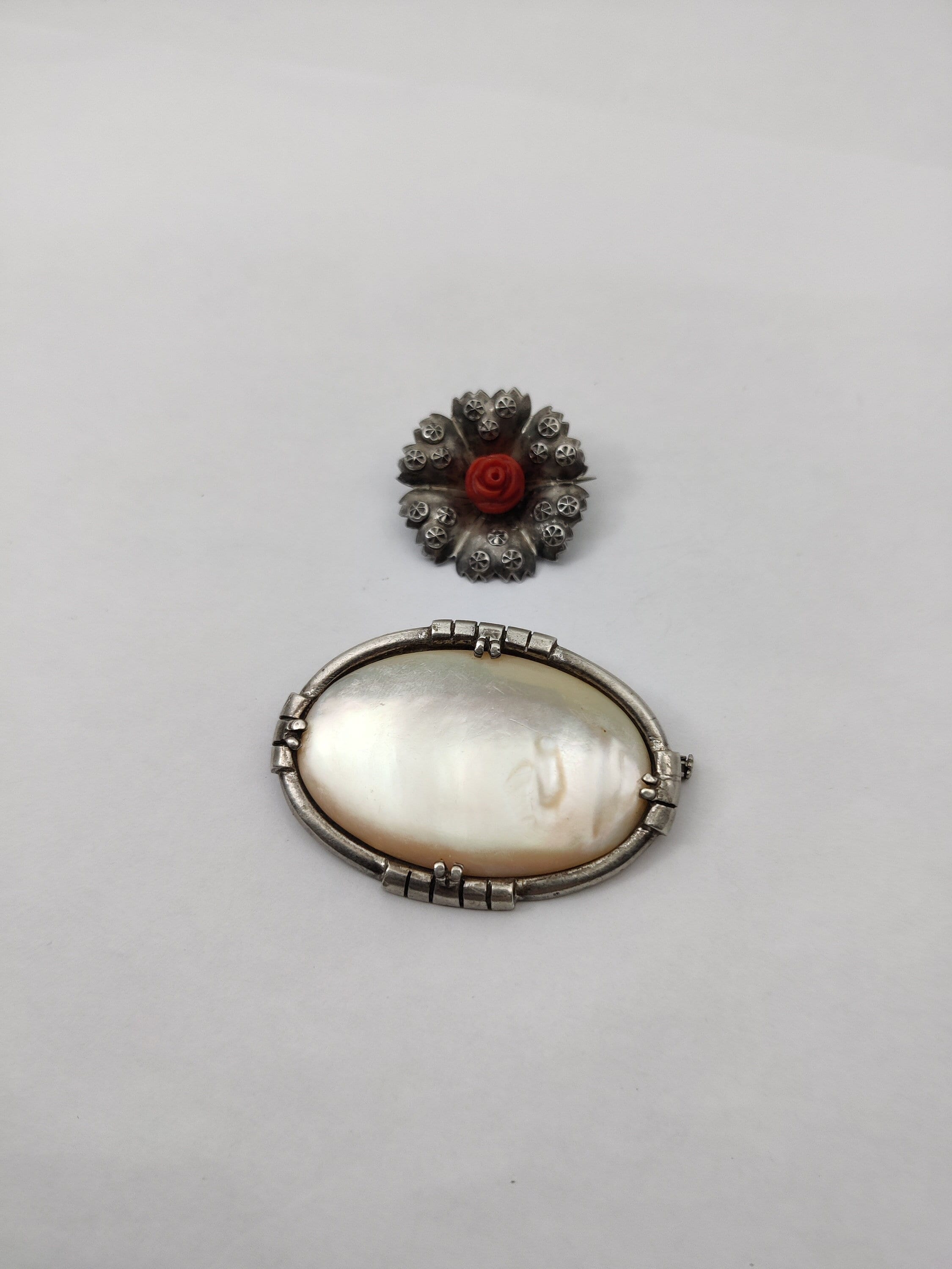 Ancienne Broche En Argent Massif Pierre Bleue Art Déco Nouveau Créateur