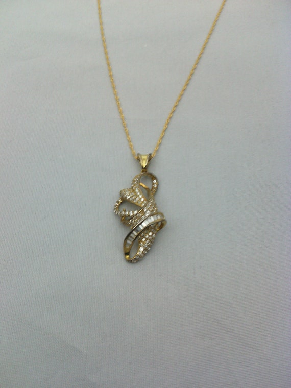 vintage zircon drapery necklace on vermeil - image 2