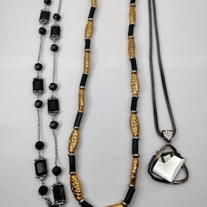 long necklace vintage black color sautoir necklace