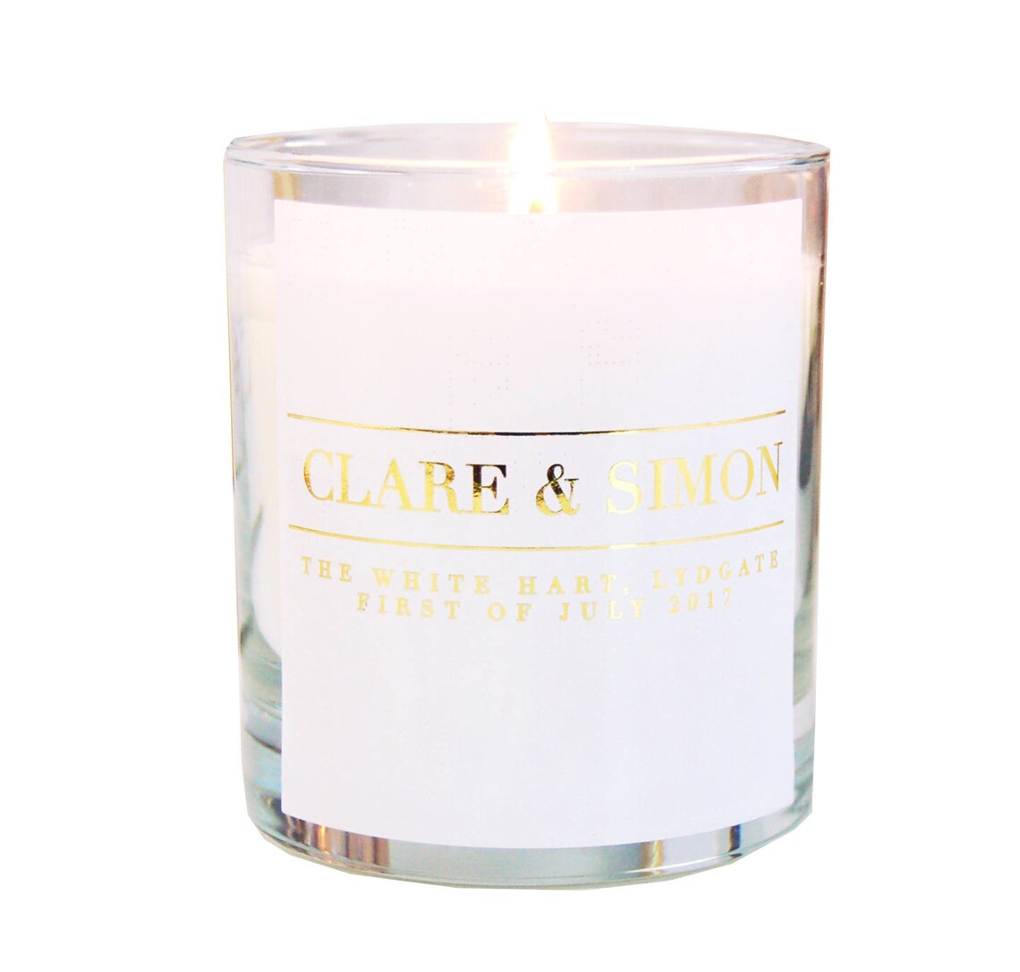 Personalised wedding candle couples name candle wedding Etsy