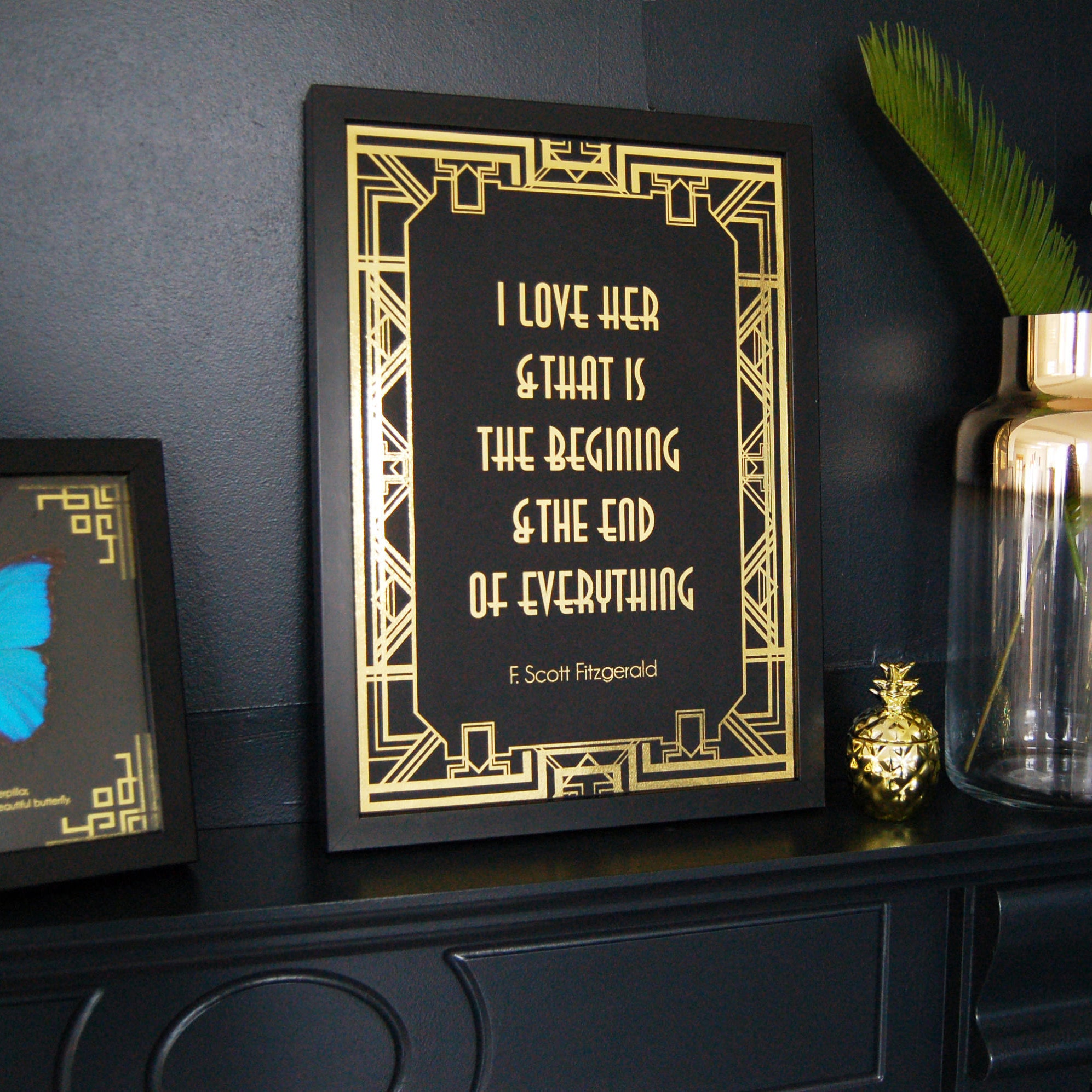 Art Deco Print Great Gatsby Wall Art Love Print Black & Etsy