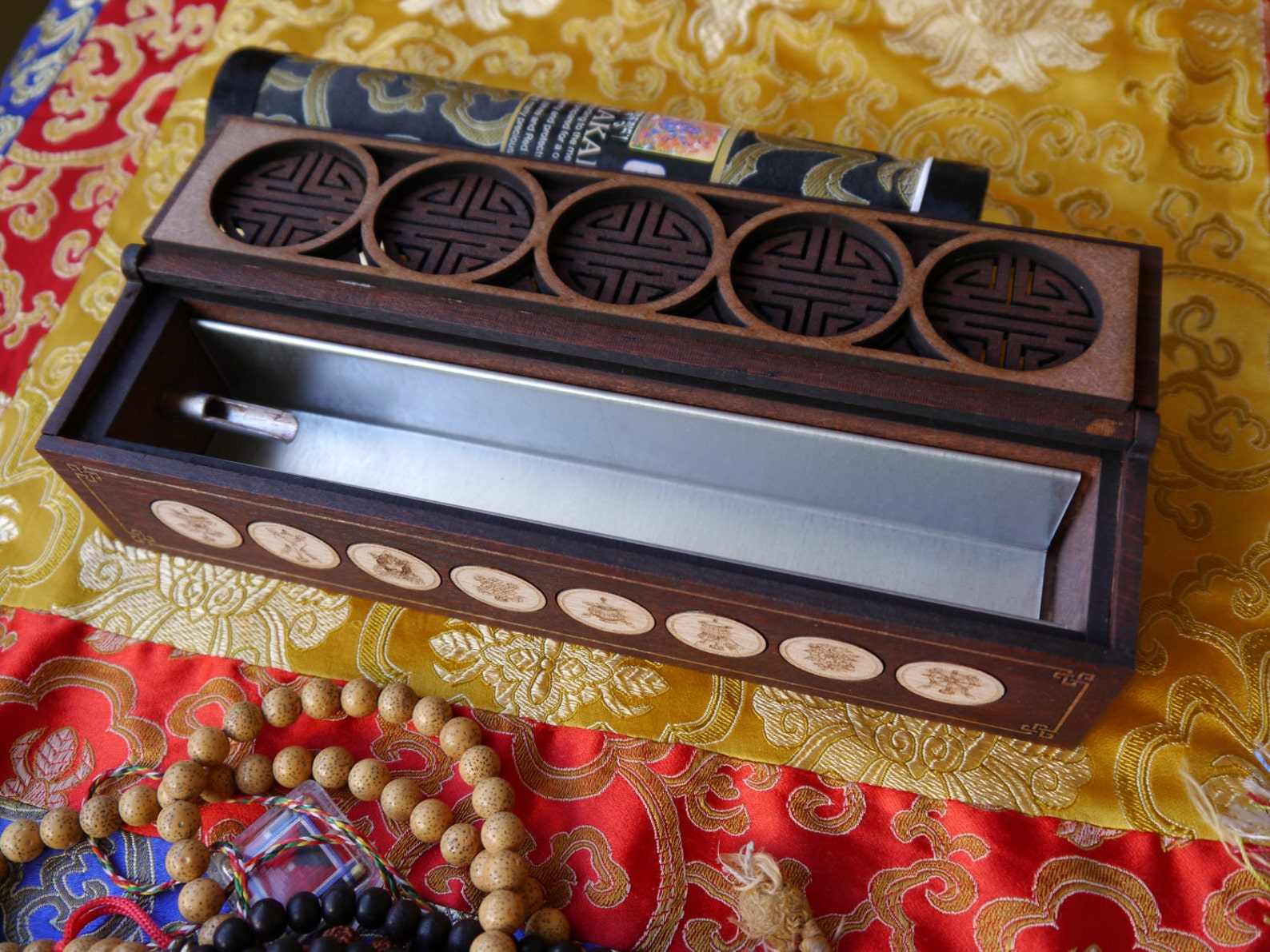 Incense Burner Box Fire Safe Eight Auspicious Signs Natural Etsy