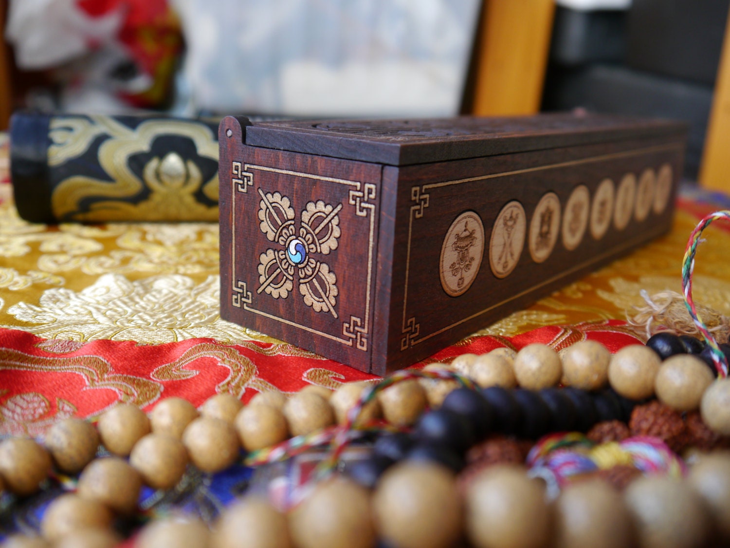 Incense Burner Box Fire Safe Eight Auspicious Signs Natural Etsy