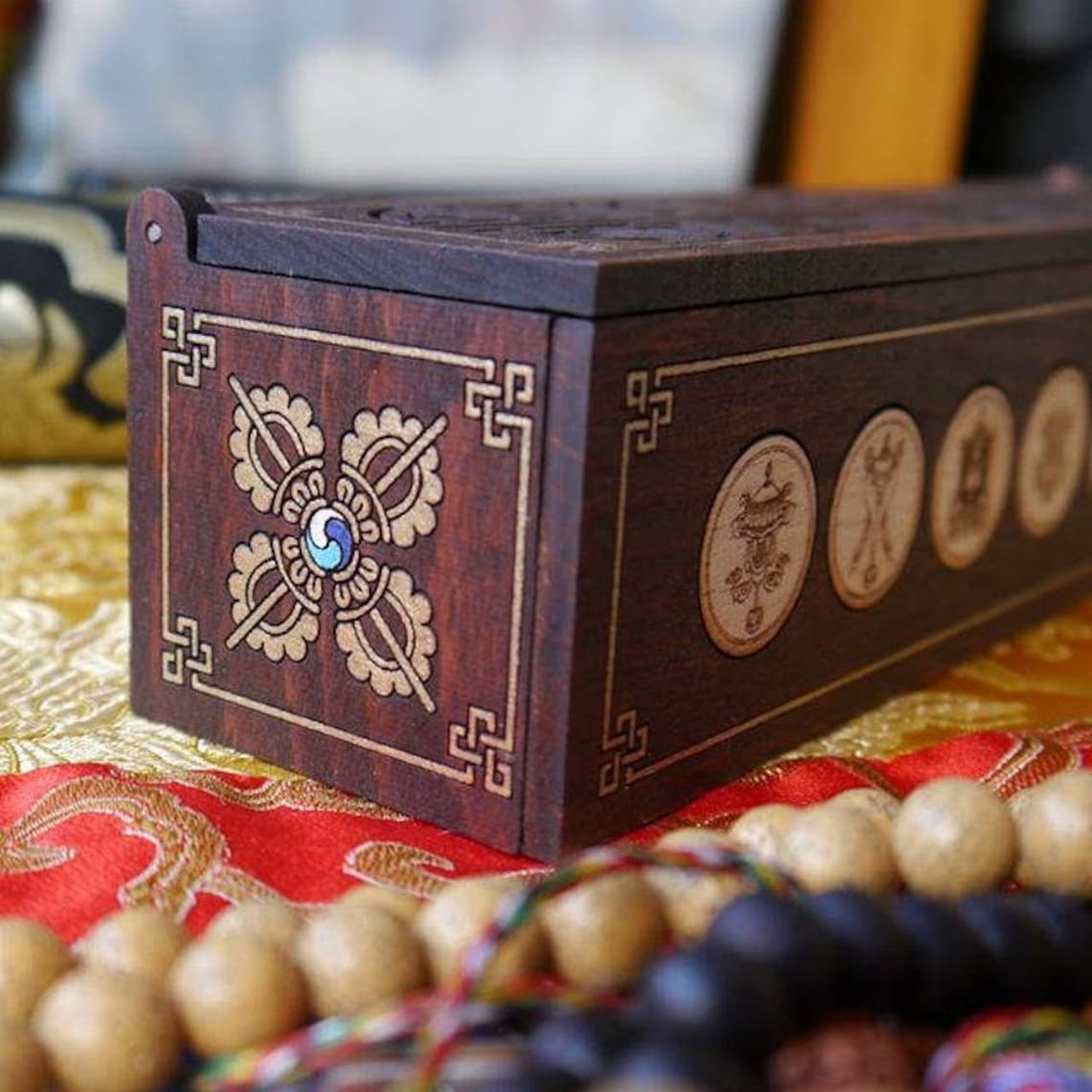 Incense burner box Fire Safe Eight Auspicious Signs natural Etsy