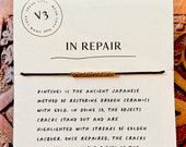 Gold Filled Bar IN REPAIR Encouragement Layering Bracelet Break up Gift Kintsugi Gift Inspirational Jewelry
