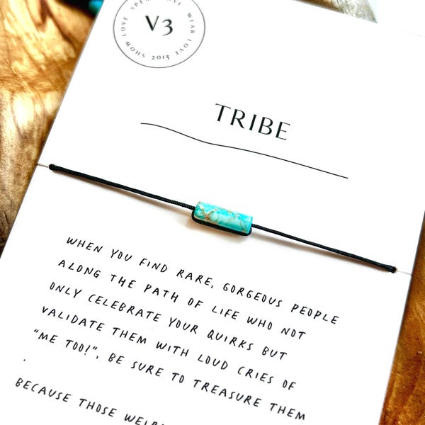 Pulsera de la Amistad Tribe: Pulsera ajustable de plata de ley con jaspe azul, regalos divertidos