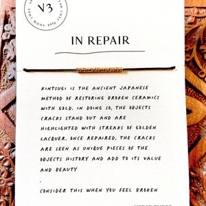 Kintsugi Gold Filled Sterling Silver Adjustable Bracelet | Encouragement Jewelry for Her