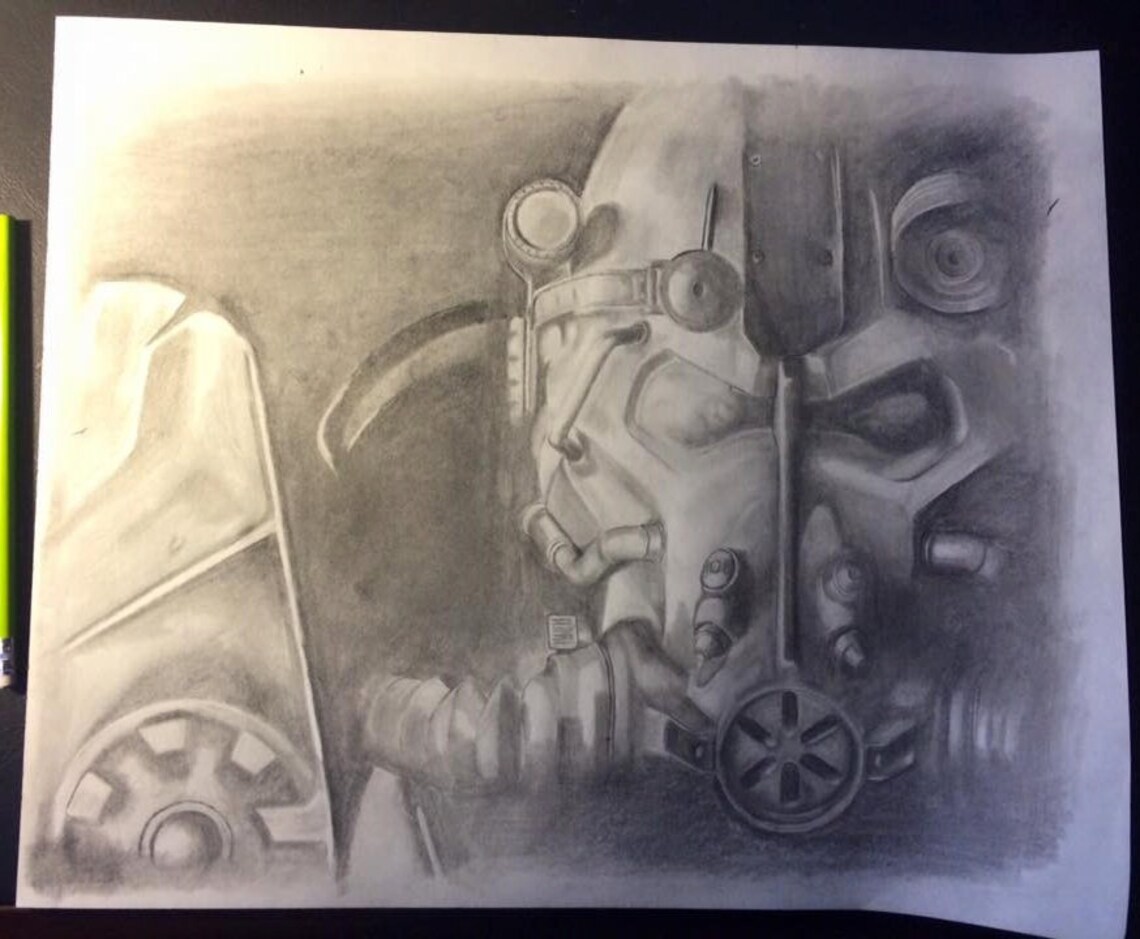 Fallout 4 Power Armor Drawing | Etsy