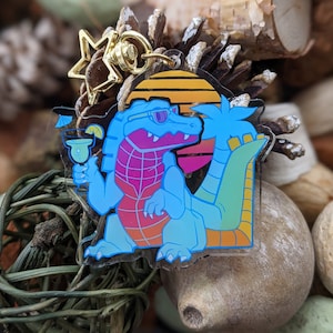 Vaporwave Gator- Acrylic Keychain - 2.5 inches
