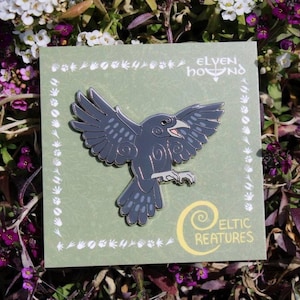 Celtic Crow - Hard Enamel Pin - 1.75 Inch