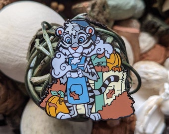 Barista Tiger - Hard Enamel Pin - 1.75 Inch