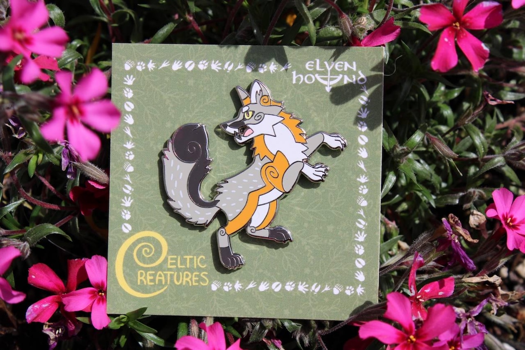 Celtic Grey Fox - Hard Enamel Pin - 1.75 Inch - Etsy