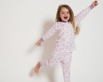 Don De Dieu Knit Cotton Toddler Lilac Wild Bloom Print Long Sleeve Pyjama Set