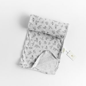 100% Cotton Knit Baby Grey Animal Origami Print Baby Wrap Swaddle Blanket