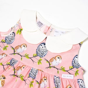 Don De Dieu Knit Cotton Toddler Pink Night Bird Petal Collar Frilly Dress image 7