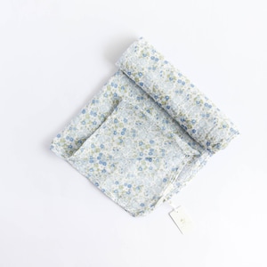 100% Cotton Muslin Baby Blue Bouquet Floral Print Baby Wrap Swaddle Blanket