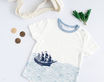 Don De Dieu Knit Cotton Toddler Blue Pirate Short Sleeve T-shirt
