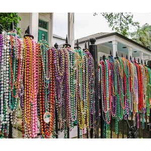 New Orleans Mardi Gras Bead Art Gift, Fine Art Photo Print with Frame Options, Uptown Louisiana Avenue Photograph, NOLA Bead Art
