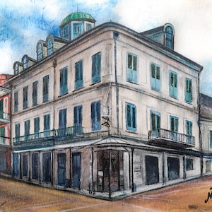 Arte do bairro francês da casa de Napoleão, presente NOLA, pintura de Nova Orleans, lugares históricos, aquarela original NOLA desenho artístico impressão, Louisiana