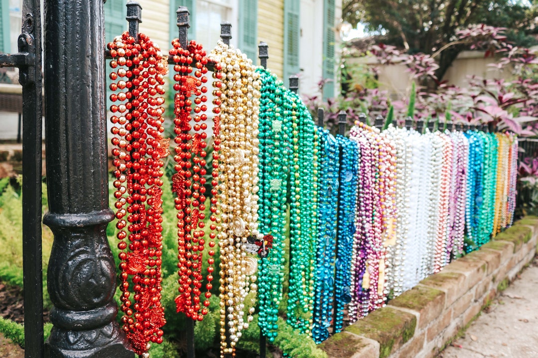 New Orleans Mardi Gras Beads Fence, NOLA Wall Art Decor, Fine Art Print