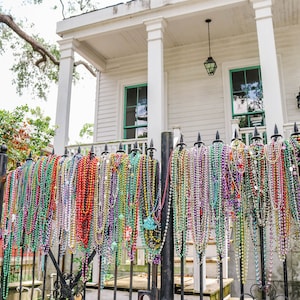 New Orleans Mardi Gras Beads on Fence Gift Art, NOLA Fine Art Photo Print, Uptown Louisiana Avenue Photograph Fine Art Print, NOLA Bead Art