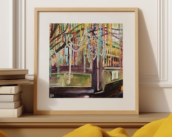 Mardi Gras Streetcar Art Print: New Orleans NOLA Wall Decor