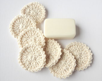 Round Facial Scrubbies - Natural - 100% Cotton - Reusable