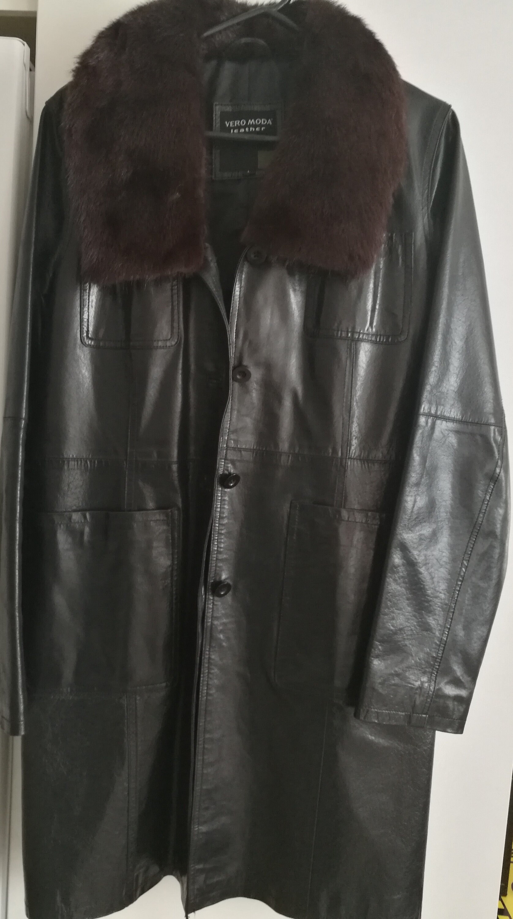 Fab Vero Moda Leather Minimalist Coat With Real Mink | Etsy