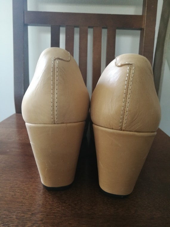 Fab 2x Lot of Vagabond wedges open toe beige leat… - image 4