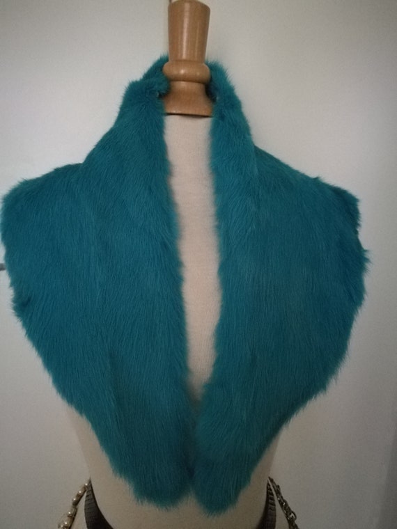 Fab Real Fur Collar Turquoise NEW. Chic. - image 1