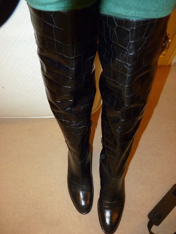 thigh high croc boots